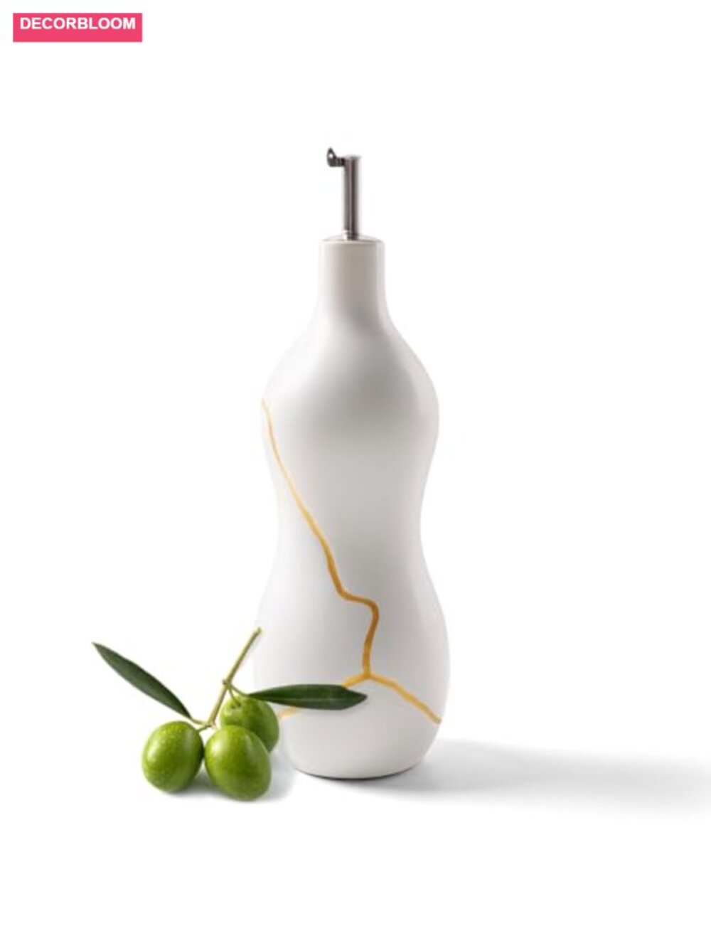 Ceramic Olive Oil Dispenser Bottle 22 oz Non-Drip Gold Accent Ergonomic - Picture 1 of 6